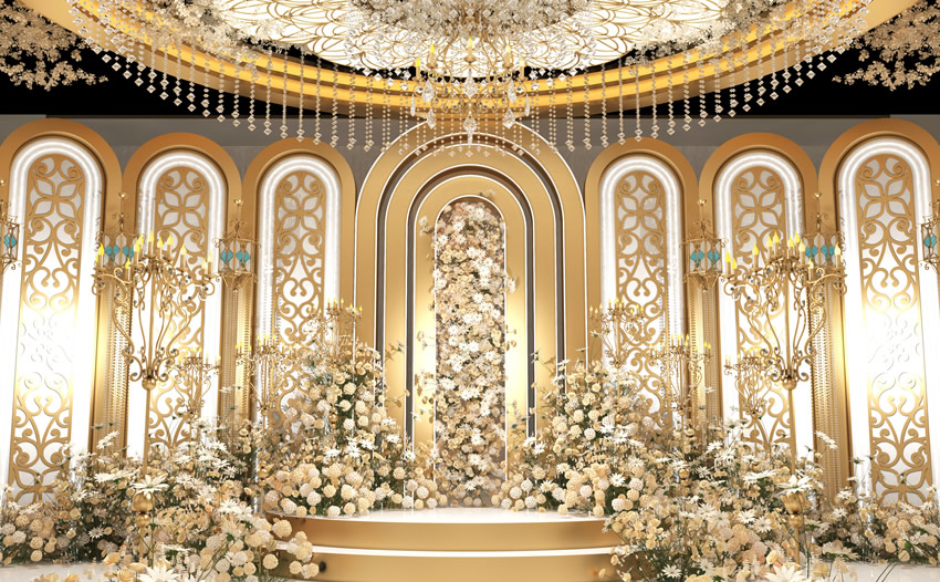 古城香槟色调婚礼堂效果展示